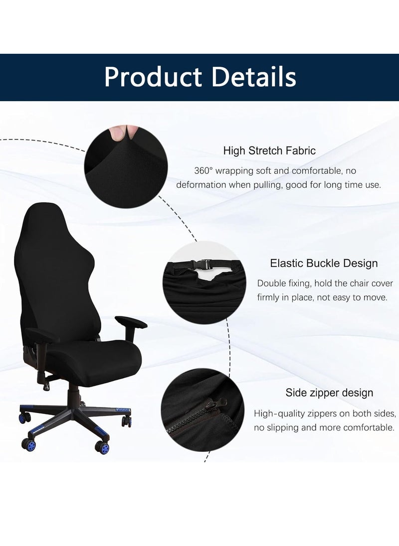 General Spandex Gaming Chair Cover Cat Scratch Proof, Stretch Game Chair Cover Soft with Armrest Rotating Chair Slipcovers Removable Gaming Chair Seat Cover (Black,one Size)  - Image 4