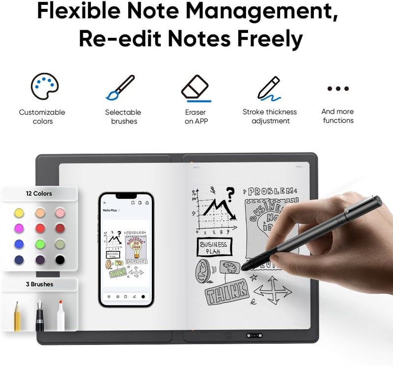 XPPen Note Plus Digital Notebook with Pen Syncs to Phone, Bluetooth Writing Tablet for Students, Wireless Smart Notebook for Sketching, Note-Taking, Digital Art & Meeting, Drawing Tablet - Image 2