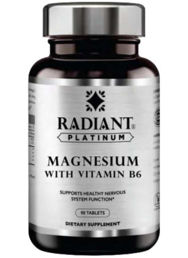 Radiant Platinum - Magnesium With Vitamin B6 Supports Healthy Nervous System Function- 90 Tablets - Image 1