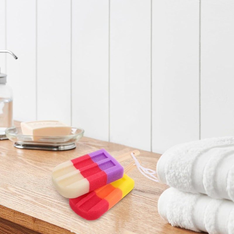 TIDTALEO Ice Cream Shaped Bath Sponge Scrubber 2pcs, Colorful Soft Loofah Puff for Shower and Back Scrubbing, Suitable for Unisex Body Bathing and Daily Cleaning - Image 5