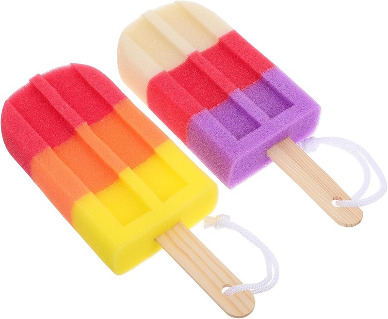 TIDTALEO Ice Cream Shaped Bath Sponge Scrubber 2pcs, Colorful Soft Loofah Puff for Shower and Back Scrubbing, Suitable for Unisex Body Bathing and Daily Cleaning - Image 1