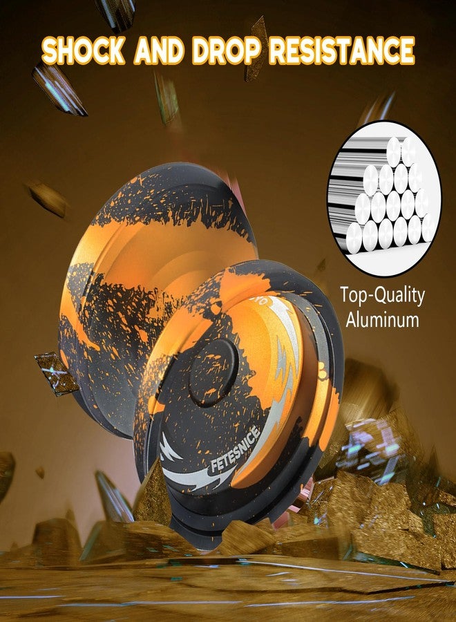 FETESNICE FS23 Professional Finger Spin Yoyo-Metal Trick Yo-yo, Responsive & Unresponsive Dual Purpose Fingerspin for Kids 8-12, Adults, All Skill Levels with 10 Strings & Accessory Kit-Black Gold - Image 3