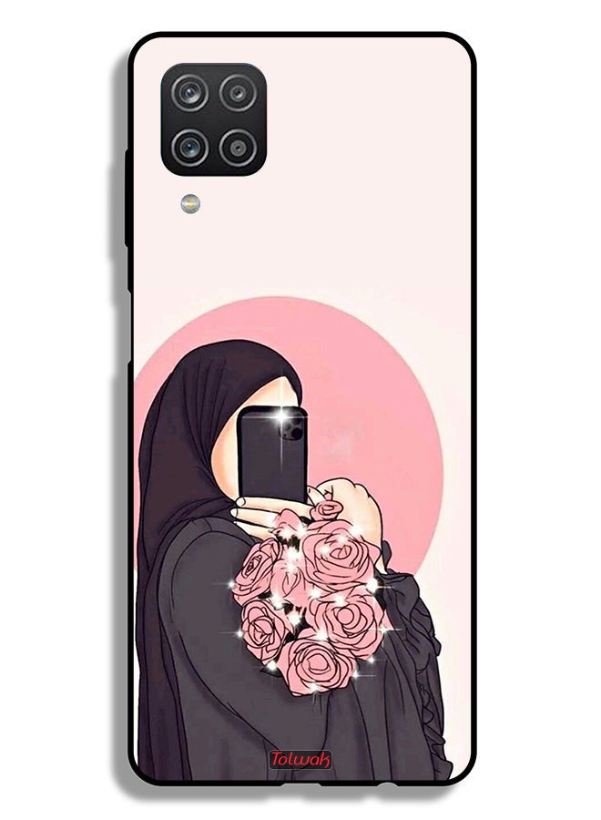 Samsung Galaxy A12 Protective Case Cover Making Selfies While Holding Flowers Art