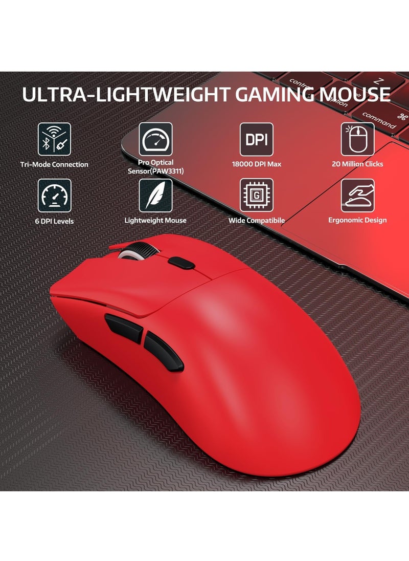 Attack Shark - R1 Wireless Gaming Mouse, PAW3311 Optical Sensor 18K DPI, 59g Ultralight 2.4Ghz/BT/Wired Computer Mice for Win/Mac - Image 1