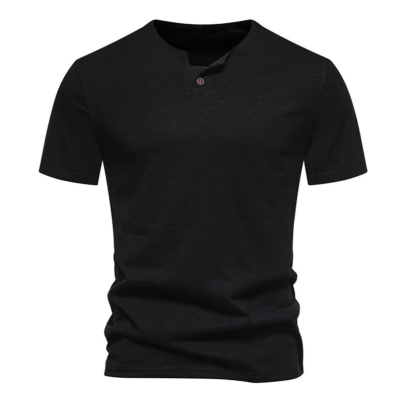 Single-Button Men'S Bamboo Short-Sleeve T-Shirt - Image 1