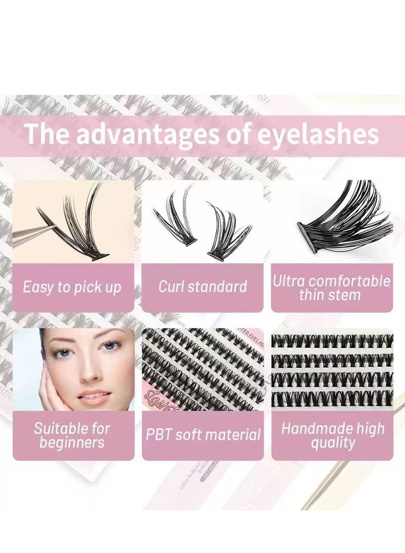 lashvana 240pcs False Eyelashes,DIY Individual Eyelash Extension Kit,9-14mmMixed Individual Lashes Cluster,False Eyelashes With Lash Bond And Seal Lash Remover Lash Applicator,Eyelash tweezers Individual Lashes Kit Eyelash Brush Easy To Apply At Home. - Image 3