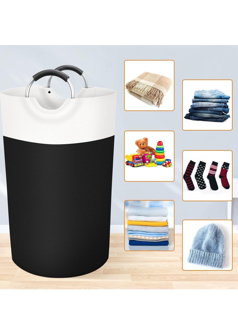 Large Waterproof Laundry Basket, Collapsible Hamper with Foam Handles for College & Family Use, 90L Capacity (Black) - Image 4