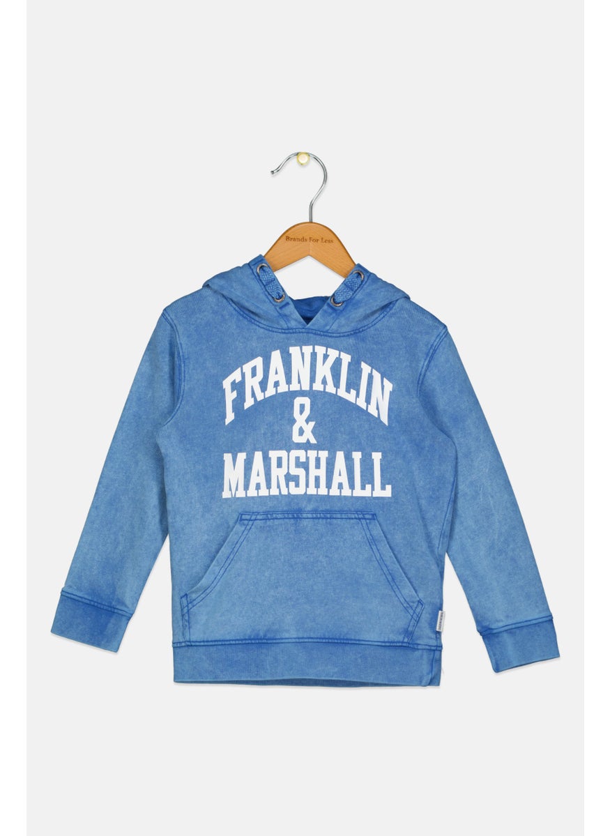 Franklin Marshall Kids Boy Sportswear Fit Hooded Outdoor Sweatshirt, Blue  - Image 1
