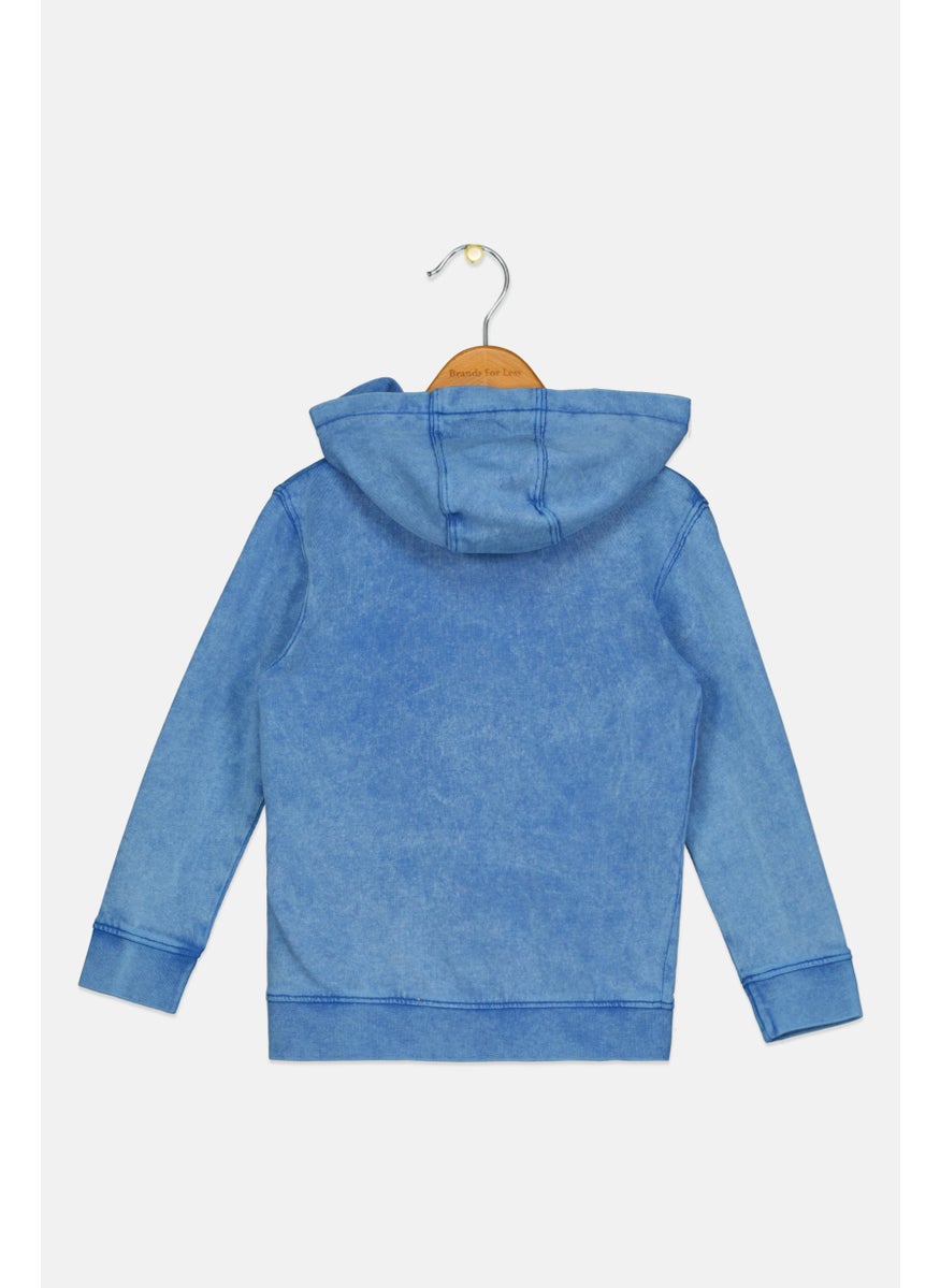 Franklin Marshall Kids Boy Sportswear Fit Hooded Outdoor Sweatshirt, Blue  - Image 2