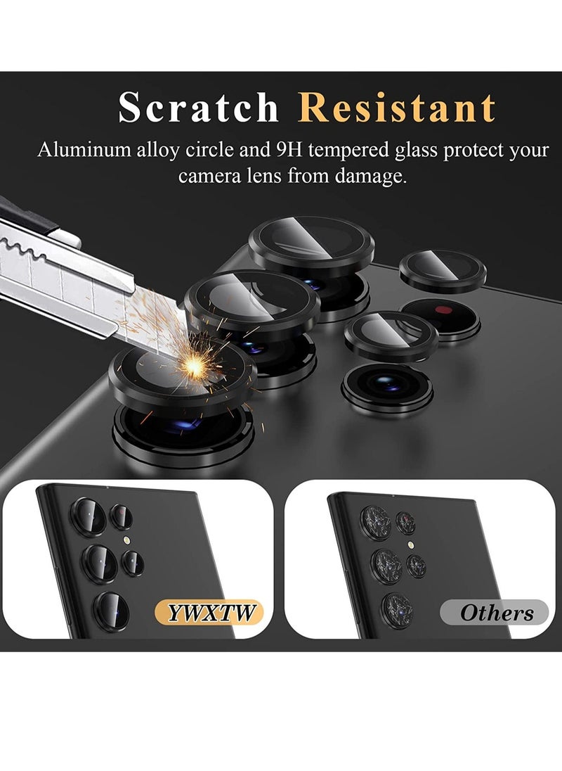 Raxoom Samsung Galaxy S23 Ultra Camera Lens Protector, Tempered Glass Camera Screen Protector Individual Metal Ring Lens Cover - Image 2