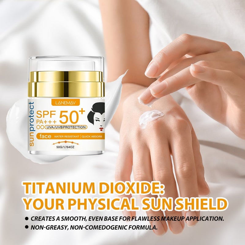 LANEMAY SPF50+ PA+++ Waterproof Fast-Absorbing High Protection Facial Cream 50g - Image 3