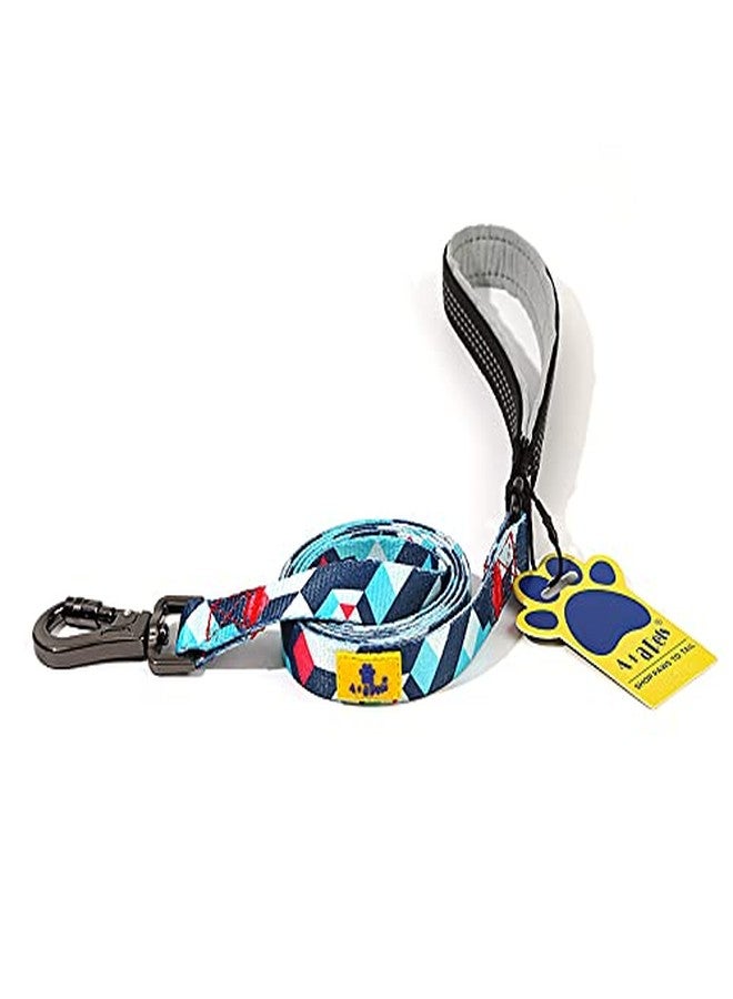A+a Pets' Nylon Waterproof Leash | Neoprene Padded Handle for Dogs & Cats (Geometric Design, Small, Blue/Red) - Image 1