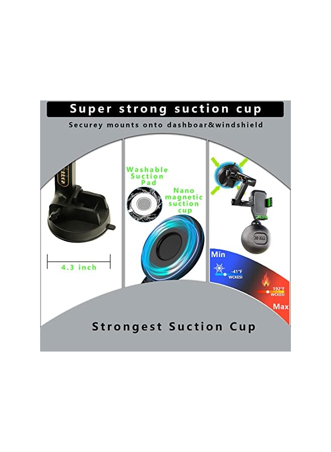S-TOP Truck Phone Holder Mount Heavy Duty, Heavy Duty Phone Holder for Truck Dashboard Windshield 16.9 Inch Long Arm, Super Suction Cup & Stable, Compatible with All Smartphone - Image 3