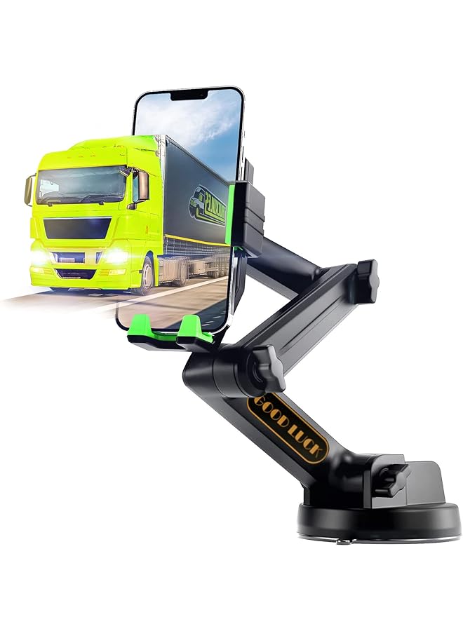 S-TOP Truck Phone Holder Mount Heavy Duty, Heavy Duty Phone Holder for Truck Dashboard Windshield 16.9 Inch Long Arm, Super Suction Cup & Stable, Compatible with All Smartphone - Image 1