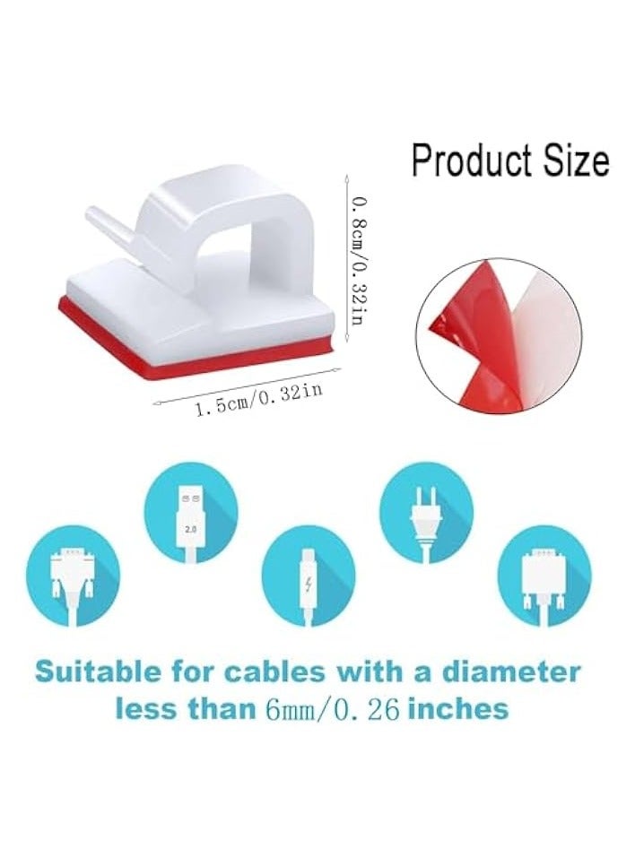 erorex 100 Pcs Adhesive Cable Clips, Wire Holder Organizer, Cable Organizers Wire Clips for Cable Management Under Desk, Hide Cable, Light Clips Hooks, Cable Holder Clips for Office Home (White) - Image 2