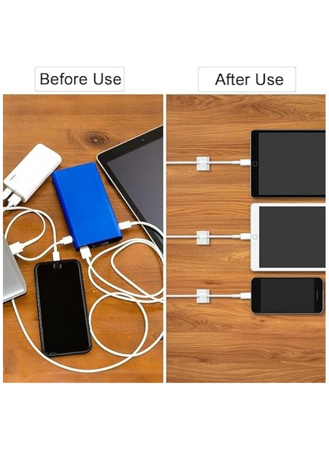 erorex 100 Pcs Adhesive Cable Clips, Wire Holder Organizer, Cable Organizers Wire Clips for Cable Management Under Desk, Hide Cable, Light Clips Hooks, Cable Holder Clips for Office Home (White) - Image 4