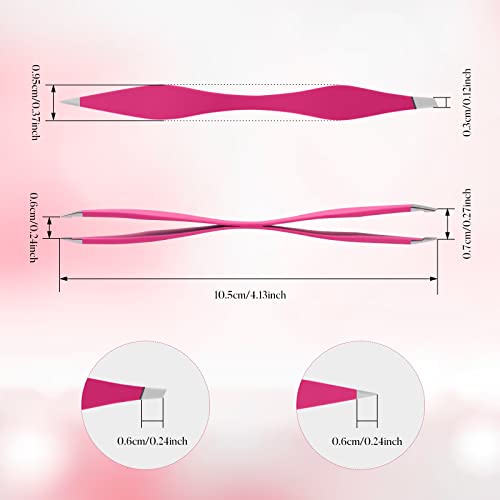 NUOMI 2 Pack Eyebrow Tweezers Double Ends Stainless Steel Tweezers Makeup Tools with Slant/Pointed Tips for Removing Facial Hair, Ingrown Hair, Pink and Black - Image 3