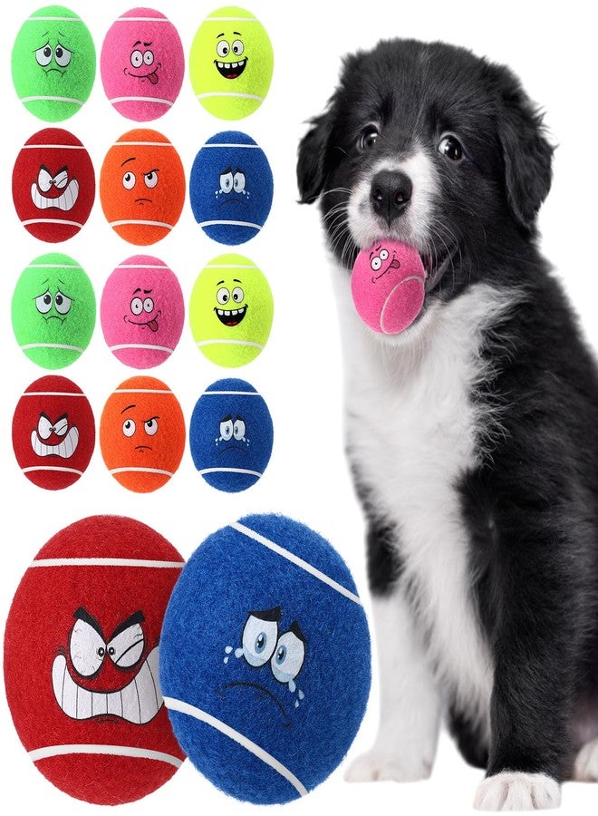 Vinsot 12 Pack Squeaky Tennis Balls for Dogs Puppy Tennis Balls with Smile Face Interactive Pet Toys for Small Dogs and Puppies Outdoor Play Training (Bright) - Image 1
