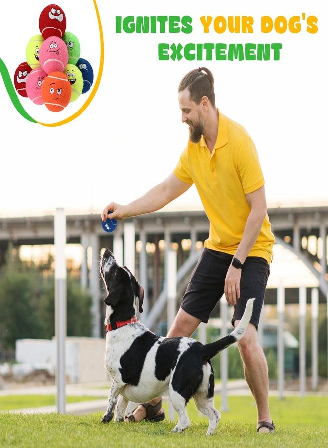 Vinsot 12 Pack Squeaky Tennis Balls for Dogs Puppy Tennis Balls with Smile Face Interactive Pet Toys for Small Dogs and Puppies Outdoor Play Training (Bright) - Image 4
