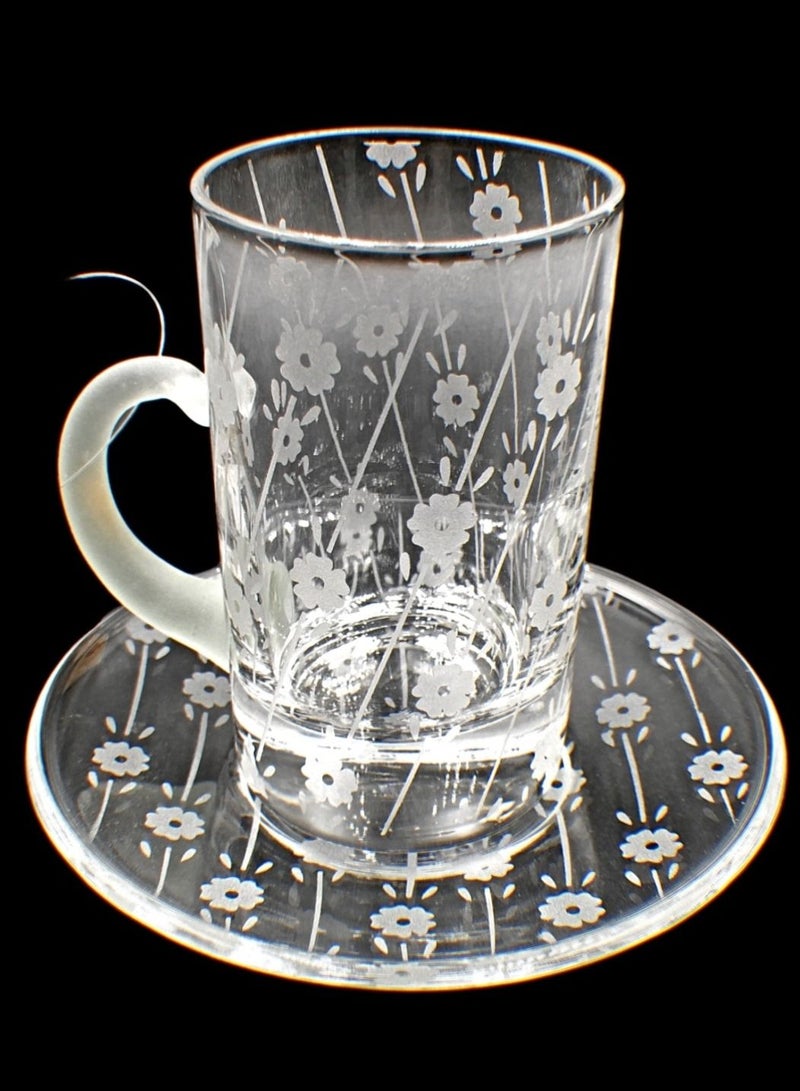 كودو آرتس طقم فناجين شاي مع صحن زجاج 6 قطع - Image 2