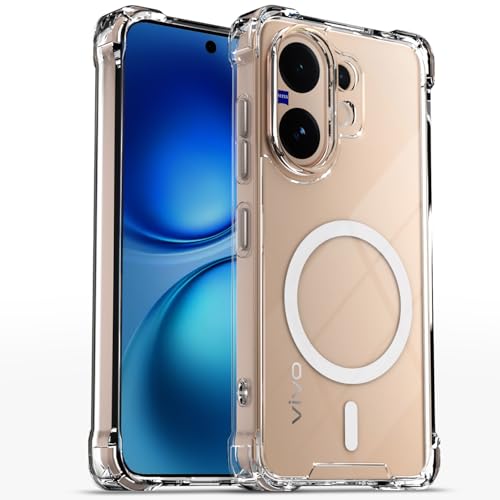 Pikkme Back Cover for Vivo V60 5G / Vivo T4 Pro 5G | Shockproof PC + TPU Magnetic Support Protective Bumper Case (Transparent Mag-Safe) - Image 1