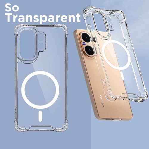 Pikkme Back Cover for Vivo V60 5G / Vivo T4 Pro 5G | Shockproof PC + TPU Magnetic Support Protective Bumper Case (Transparent Mag-Safe) - Image 2