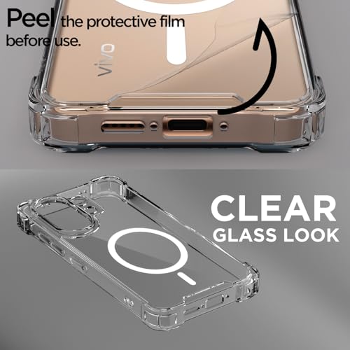 Pikkme Back Cover for Vivo V60 5G / Vivo T4 Pro 5G | Shockproof PC + TPU Magnetic Support Protective Bumper Case (Transparent Mag-Safe) - Image 3