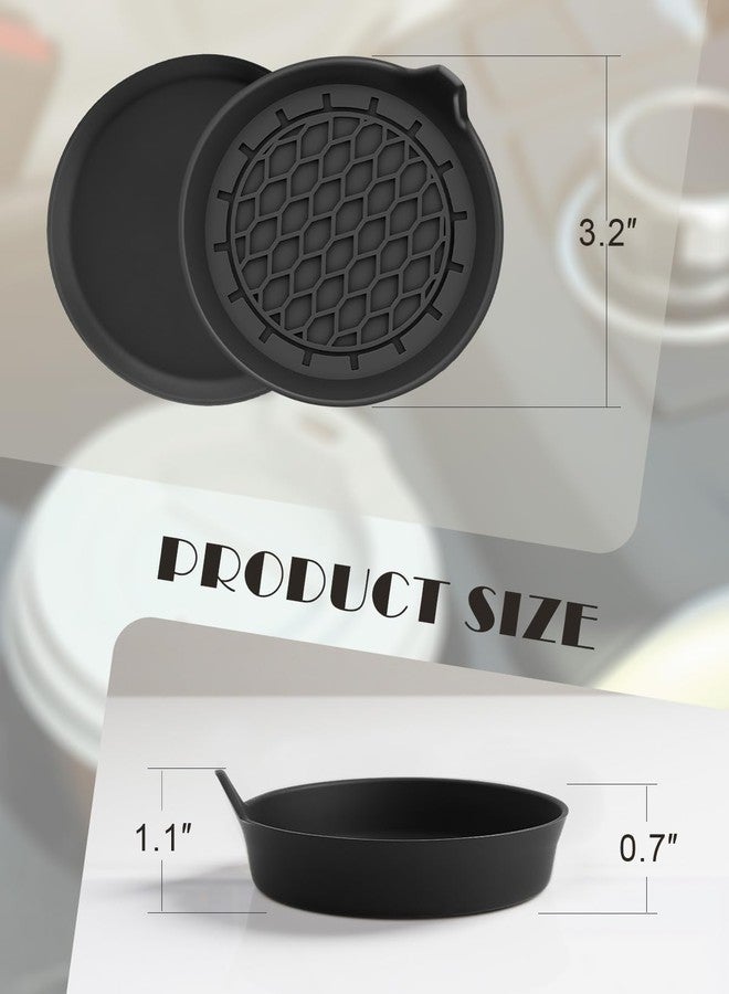 fccairms Car Coaster and Interior Cleaning Brush Set, 4 Pack Silicone Car Cup Holder Coasters + 2 Pack Interior Detailing Brush, Universal Car Interior Accessories (Black) - Image 5