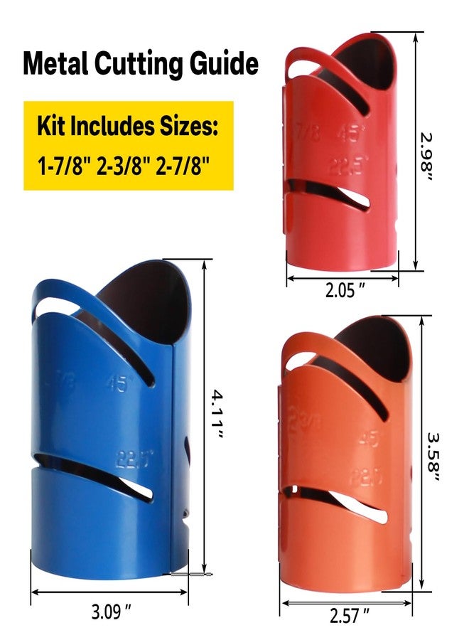 SuperDi 3 Piece Magnetic Metal Pipe Cutting Guide, Steel Includes Sizes: 1-7/8", 2-3/8", 2-7/8" Cuts at 45°, 90°, 22.5°, and saddle cut - Image 2