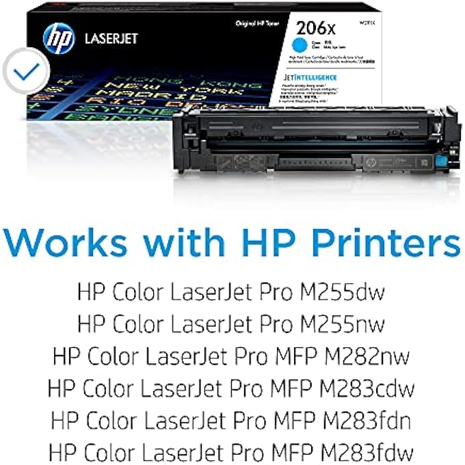 HEWLETT PACKARD 206X CYAN HIGH-YIELD TONER CARTRIDGE | WORKS WITH COLOR LASERJET PRO M255, COLOR LASERJET PRO MFP M282, M283 SERIES | W2111X - Image 3