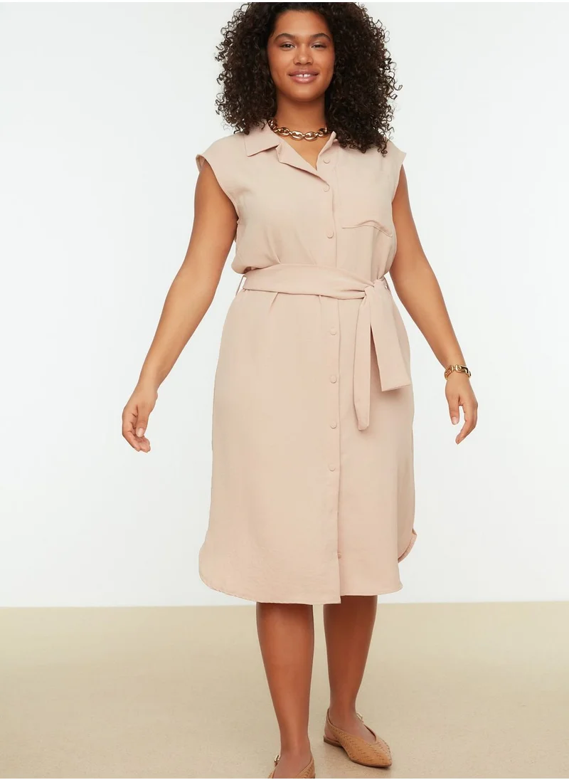 Trendyol Curve Tie Detail Button Down Dress