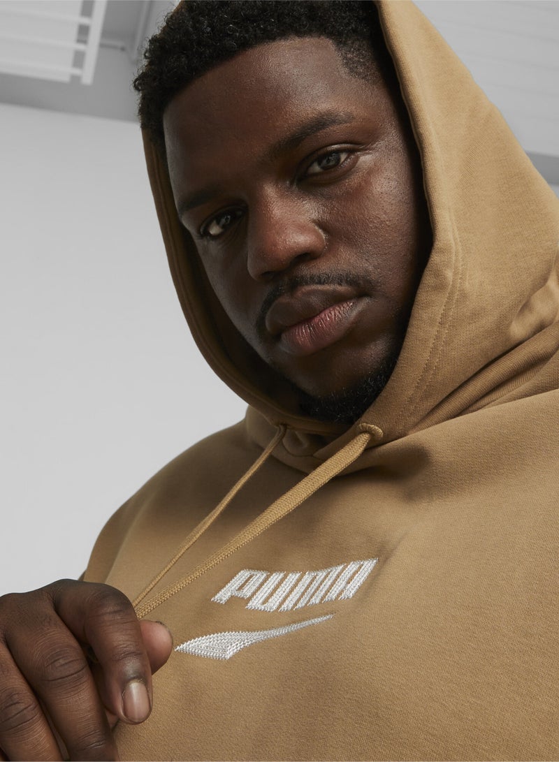 PUMA DOWNTOWN Mens Beige Logo Hoodie  - Image 3