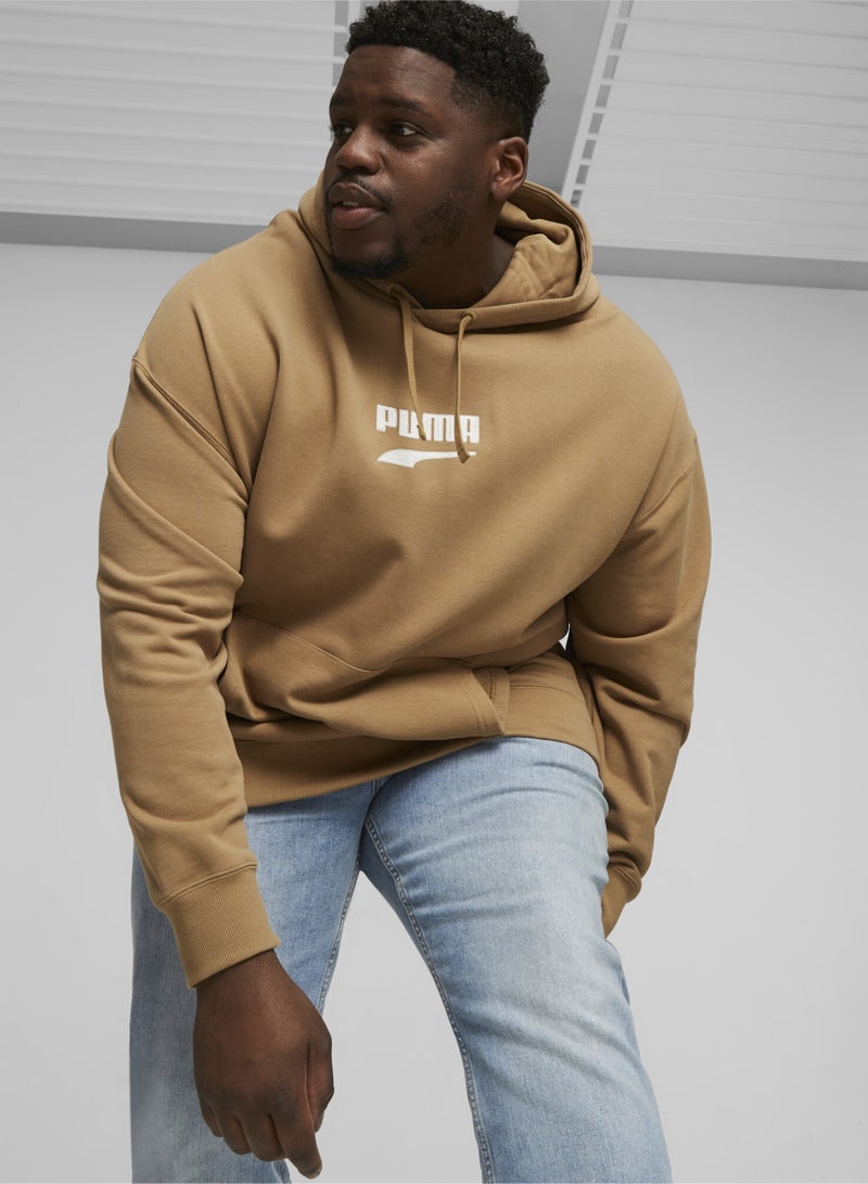 PUMA DOWNTOWN Mens Beige Logo Hoodie  - Image 2