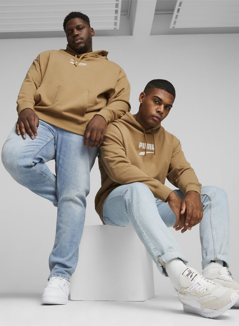 PUMA DOWNTOWN Mens Beige Logo Hoodie  - Image 1