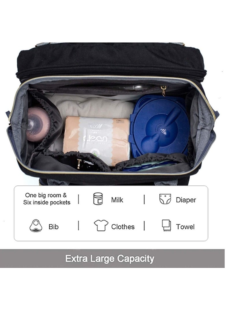 GT-Wheel Multifunctional Mummy Bag,Bassinet Bag Functions as Diaper Bag and Changing Station, Foldable Nappy Backpacks Baby Bed with Hook & Changing Pad (Grey) - Image 3