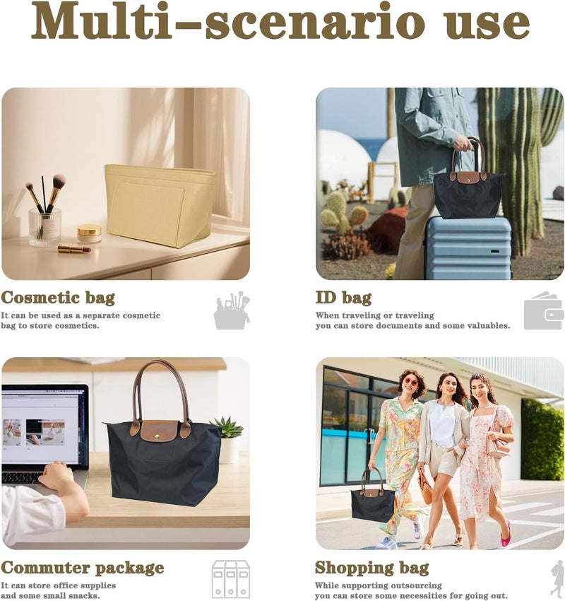 Lckaey Bag Organizer, for le pliage tote insert, le pliage organizer insert1014beige-M - Image 5