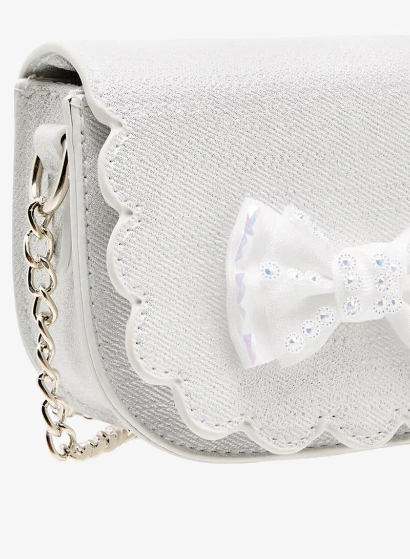 Flora Bella By Shoexpress WHITE Scallop Hem Crossbody Bag with Chain Strap for Women | Best Price UAE