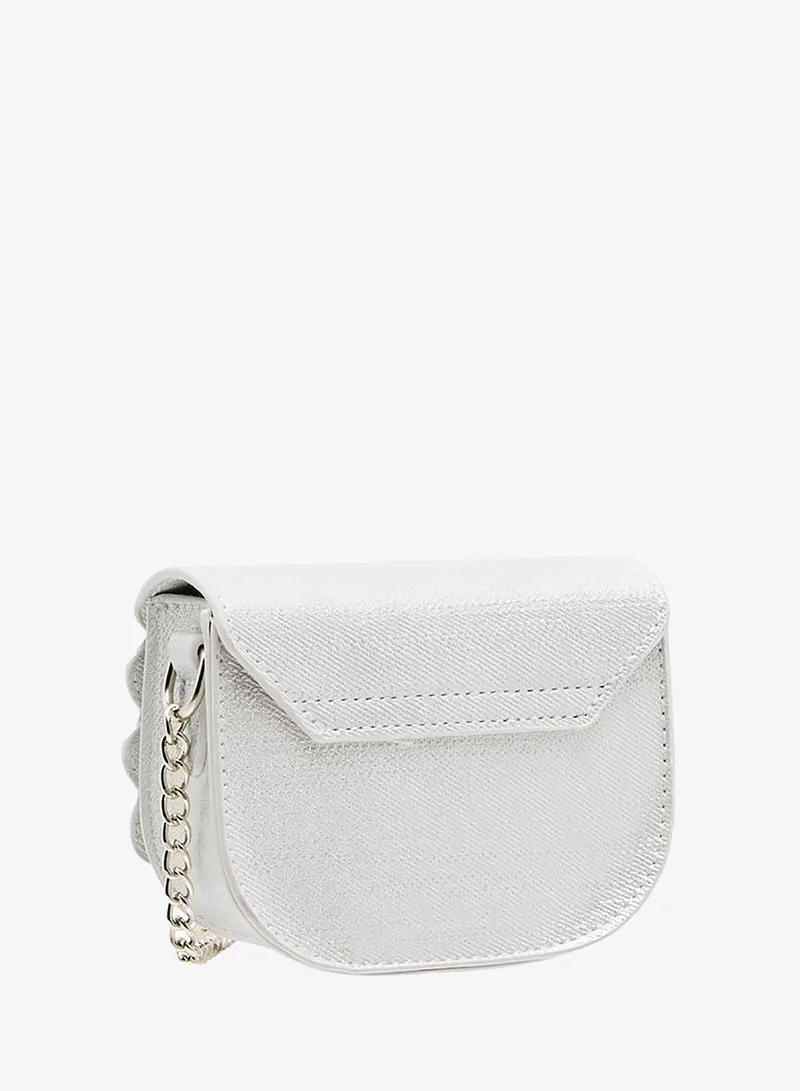 Flora Bella By Shoexpress WHITE Scallop Hem Crossbody Bag with Chain Strap for Women | Best Price UAE