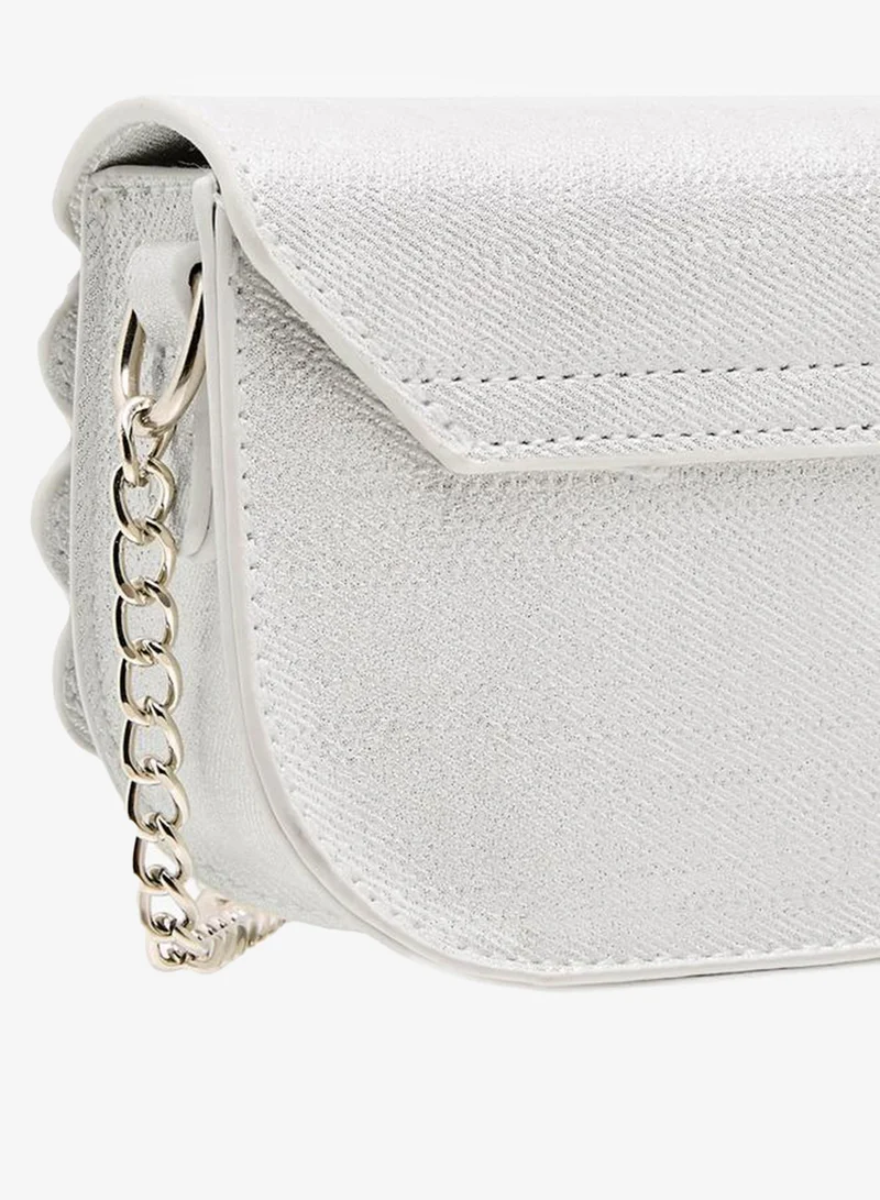 Flora Bella By Shoexpress WHITE Scallop Hem Crossbody Bag with Chain Strap for Women | Best Price UAE
