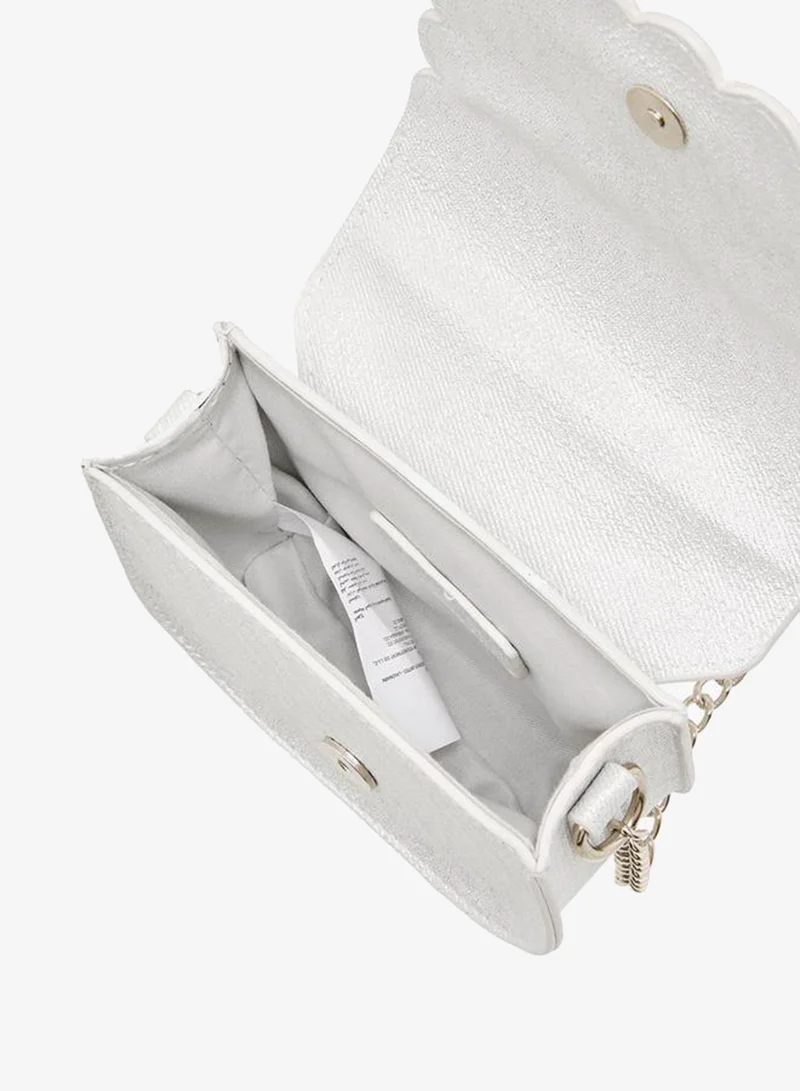 Flora Bella By Shoexpress WHITE Scallop Hem Crossbody Bag with Chain Strap for Women | Best Price UAE