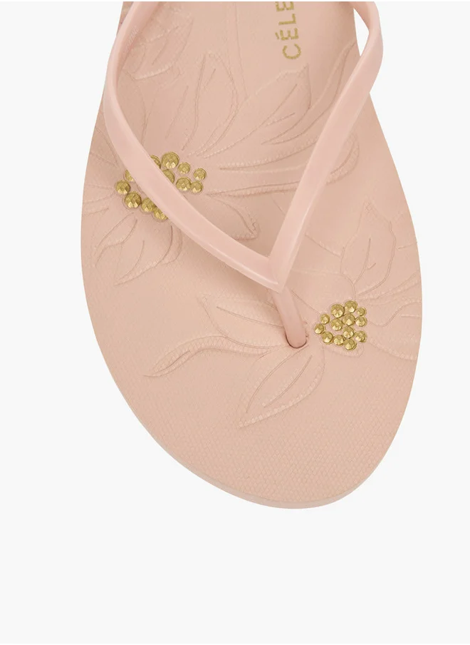 Celeste Women's Embellished  Slip-On Thong Slippers