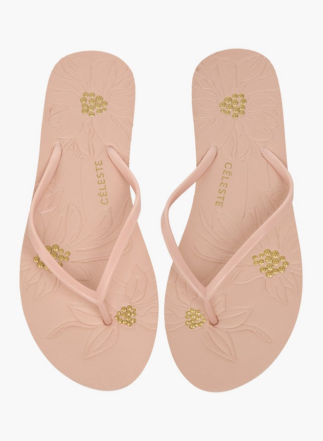 Celeste Women's Embellished  Slip-On Thong Slippers - Image 1