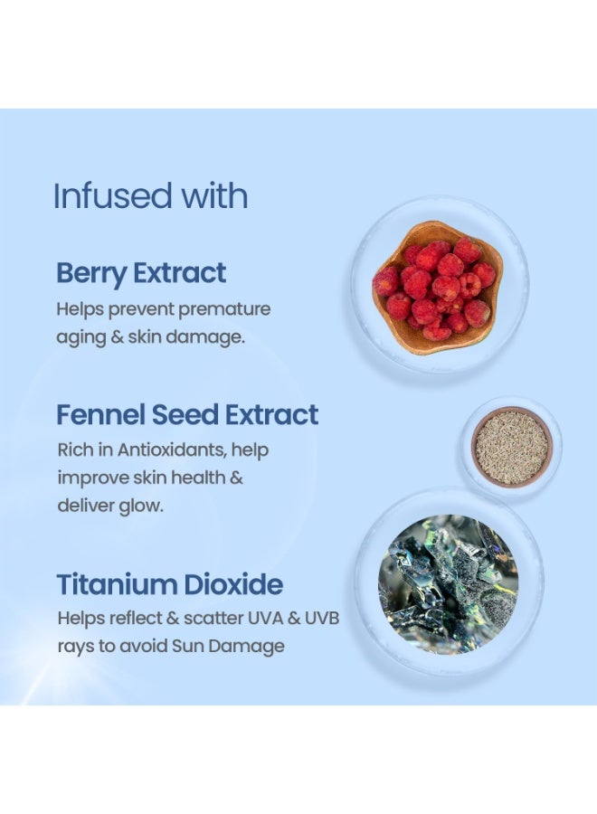 لوتس كريم واقٍ من الشمس من لوتس هيربالز سيف صن - برائحة التوت المنعش، عامل حماية ٢٠ PA+ | مقاوم للتعرق ومقاوم للماء، غير دهني | مستخلص التوت | لجميع أنواع البشرة | ١٠٠ غرام - Image 5