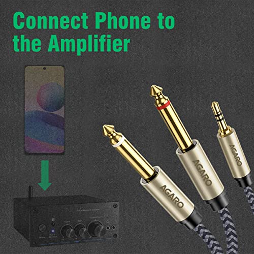 AGARO 3.5 mm 1/8 TRS to Dual 6.35 mm 1/4 TS Mono Breakout Cable Y Spitter Stereo Cord Adapter Compatible, 2 meters, grey - Image 2