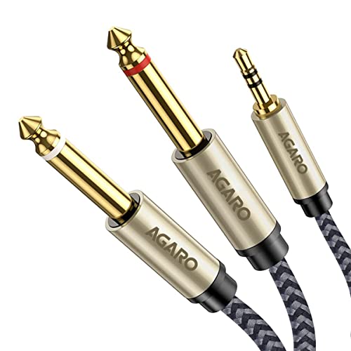AGARO 3.5 mm 1/8 TRS to Dual 6.35 mm 1/4 TS Mono Breakout Cable Y Spitter Stereo Cord Adapter Compatible, 2 meters, grey - Image 1