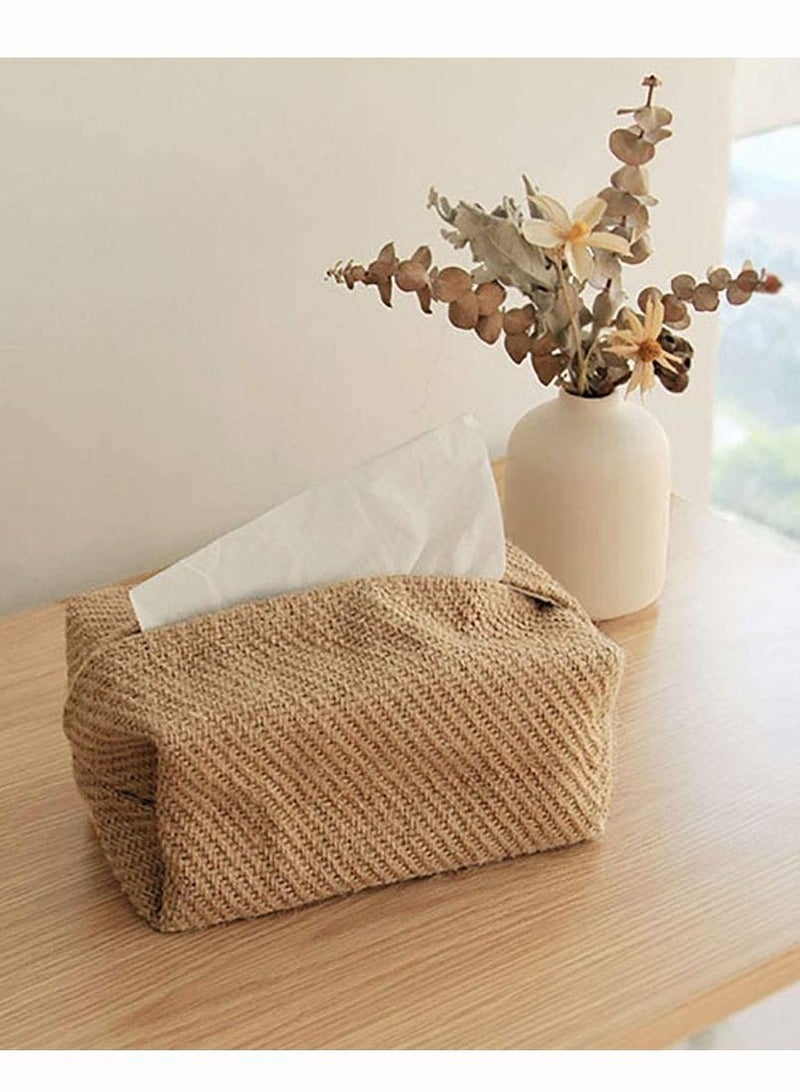 نيبمينينت Long Lattice Linen Tissue Box Napkin Cover, Japanese Style Cotton And Cloth Art Pumping Simple Homestay Concave Shape Storage Bag Creative Home Living Room Dining Table - Image 5