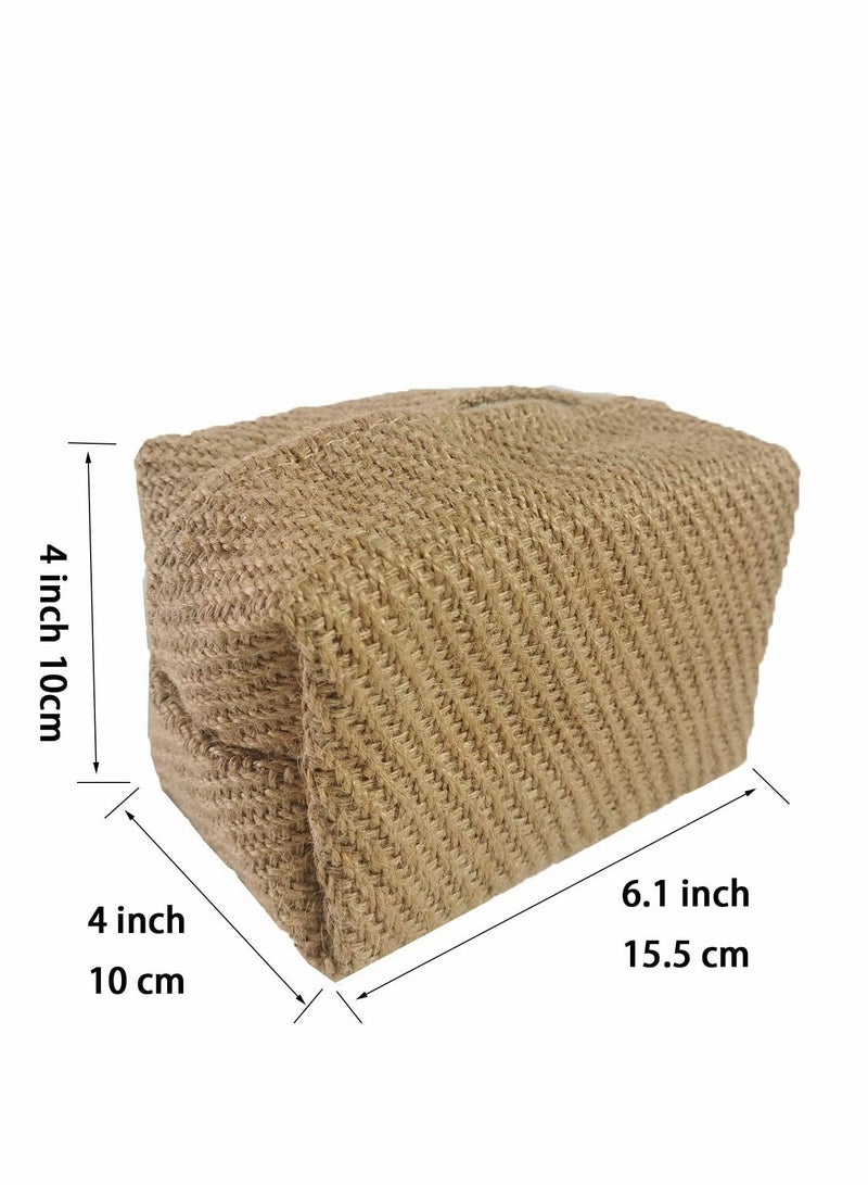 نيبمينينت Long Lattice Linen Tissue Box Napkin Cover, Japanese Style Cotton And Cloth Art Pumping Simple Homestay Concave Shape Storage Bag Creative Home Living Room Dining Table - Image 2