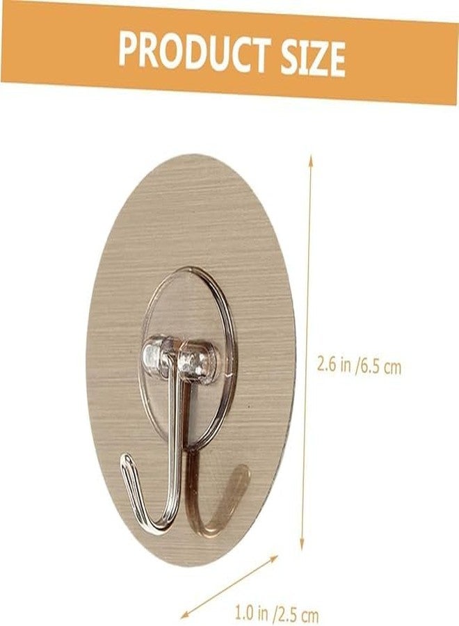 AR TAPES & PLASTICS AR Tapes 10 pcs Round Golden Hook Sticker Stainless Steel No Drill Hanging for Clothes, Key, Earphone, Kitchen Accessories, Bathroom Cloths, Small Items, Use Sticker Hooks Behind Door or on Wall - Image 2