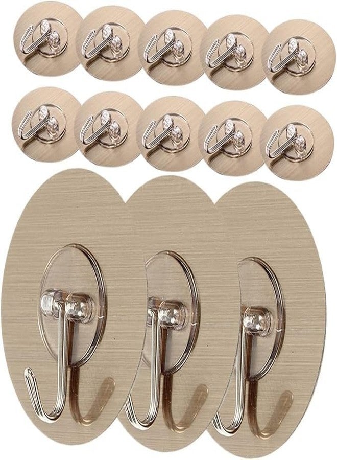 AR TAPES & PLASTICS AR Tapes 10 pcs Round Golden Hook Sticker Stainless Steel No Drill Hanging for Clothes, Key, Earphone, Kitchen Accessories, Bathroom Cloths, Small Items, Use Sticker Hooks Behind Door or on Wall - Image 1