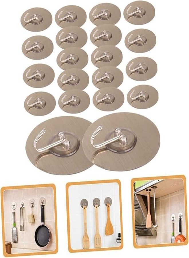 AR TAPES & PLASTICS AR Tapes 10 pcs Round Golden Hook Sticker Stainless Steel No Drill Hanging for Clothes, Key, Earphone, Kitchen Accessories, Bathroom Cloths, Small Items, Use Sticker Hooks Behind Door or on Wall - Image 4